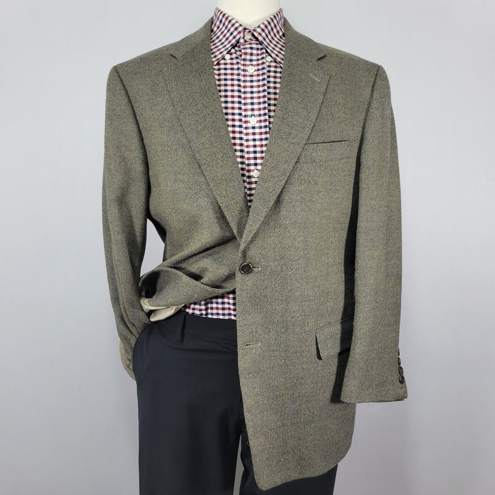 Hart Schaffner marx Men's Sport Coat Blazer Two Button Brown‎ Flannel Wool 44R